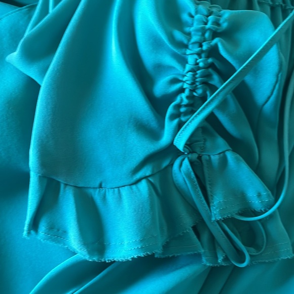 NWT $298 Kobi Halperin Green 3/4 Sleeve  silk Blouse size XS - Picture 11 of 11